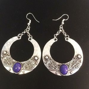 Silver & Sapphire Boho Drop Earrings